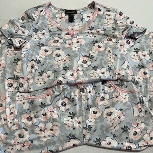 Rene Rofe Floral Short Sleeve Pajamas in Gray and Pink
